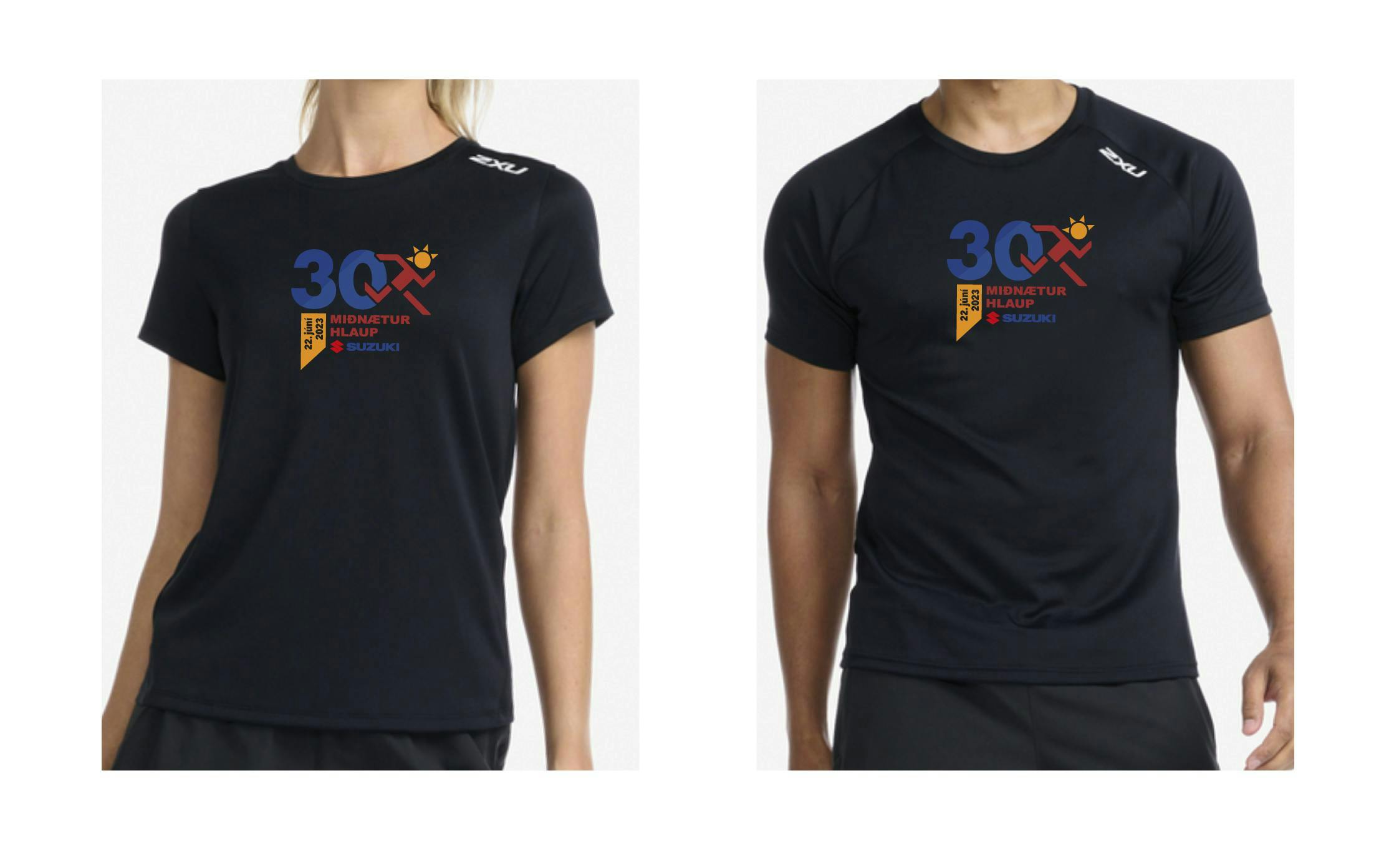 Black 2XU t-shirt with the run's 30th anniversary logo.